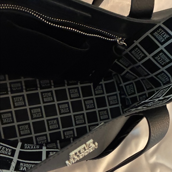 Steve Madden Black Tote with Patterned Scarf - Picture 3 of 5